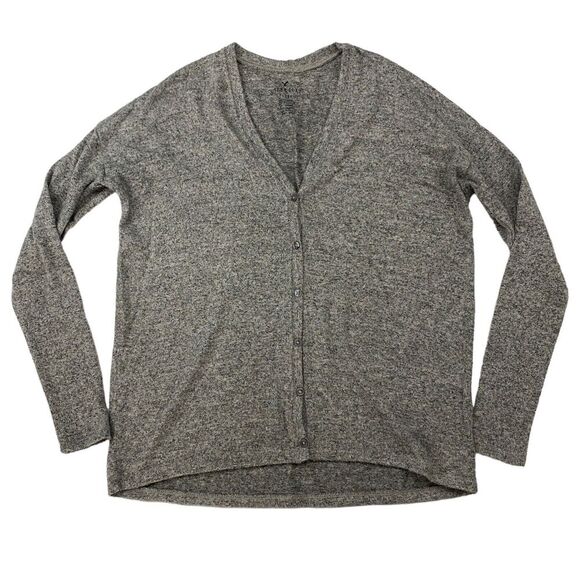 American Eagle Soft & Sexy Plush Gray V-Neck Button-Down Shirt Dolman Sleeve XXS - Picture 1 of 10